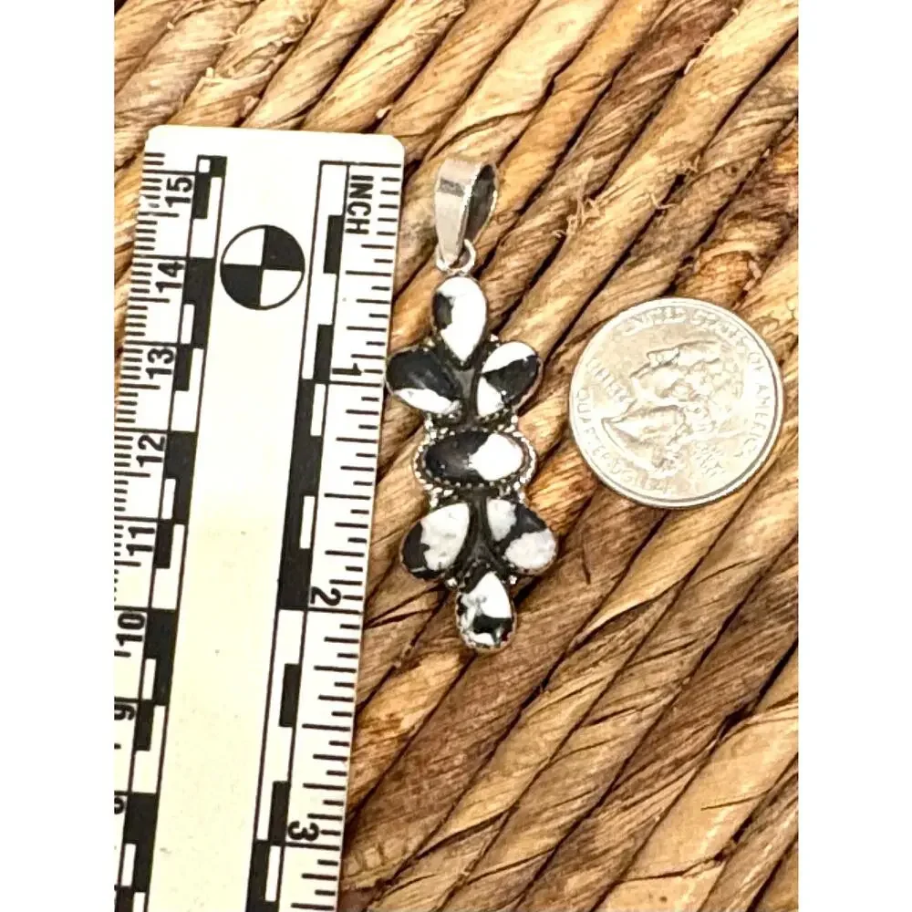 HUGE! white Buffalo Cluster Teardop Pendant 2.25” Long - Picture 4 of 5